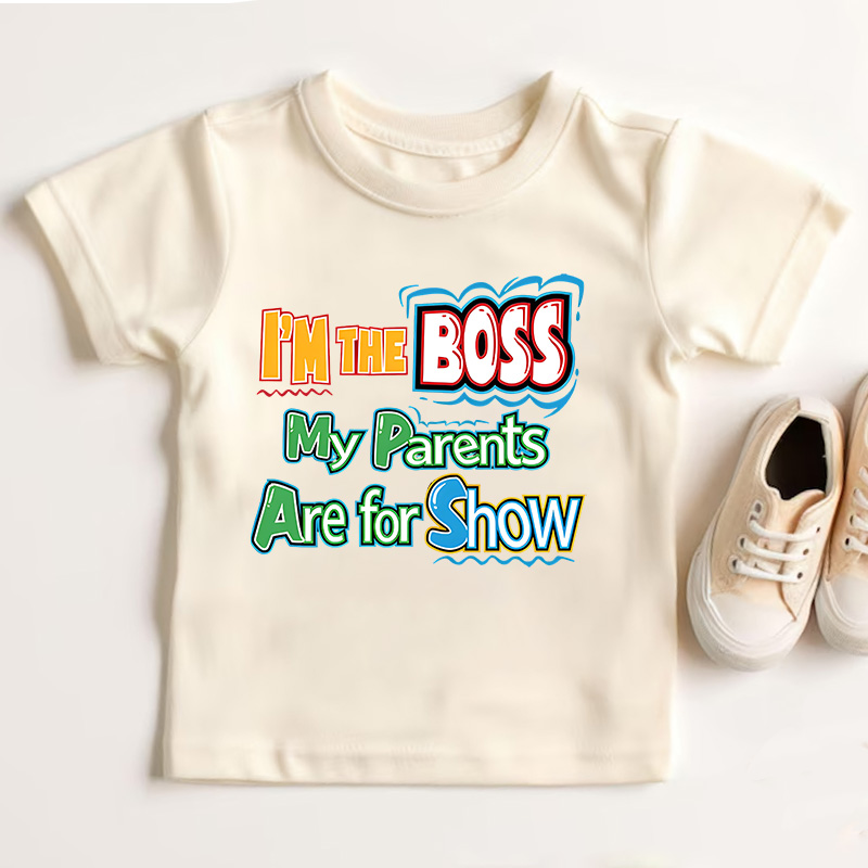 Funny Boss Quote Gift For Kids Cute Confident Saying Colorful Letters Family Humor Outfit Kid's T-Shirt