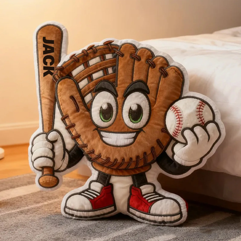 Personalized Baseball Glove Pillow with Custom Name Fun Gift for Baseball Fans