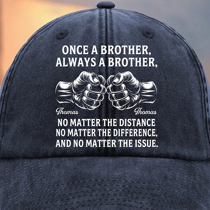 Personalized Vintage Washed Denim Baseball Cap Birthday Gifts for Brother Always a Brother
