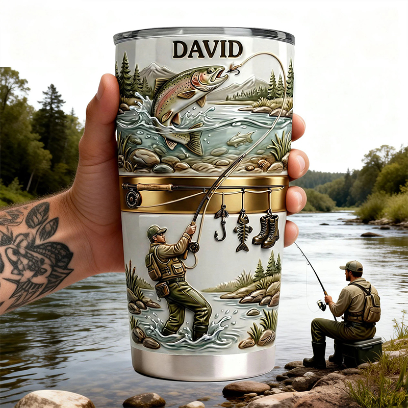 Personalized Lake Days Fishing Tumbler Custom Name Gift for Fishing Lovers