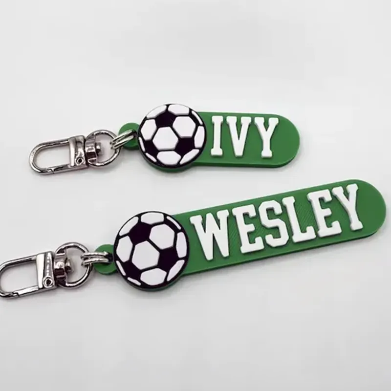 Personalized Soccer Keychain with Custom Name and 3D Soccer Ball Design