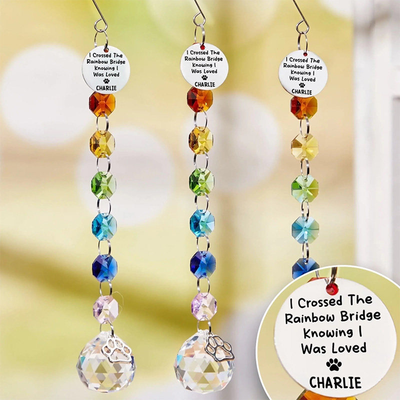 Personalized Forever In My Heart Memorial Rainbow Bridge Suncatcher Sympathy Gift For Pet Owners Pet Lovers