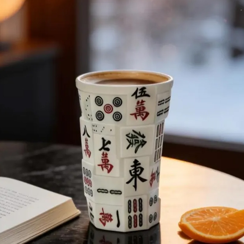 Handmade Ceramic Mahjong Mug Player Coffee Cup Mahjong Lover Gift
