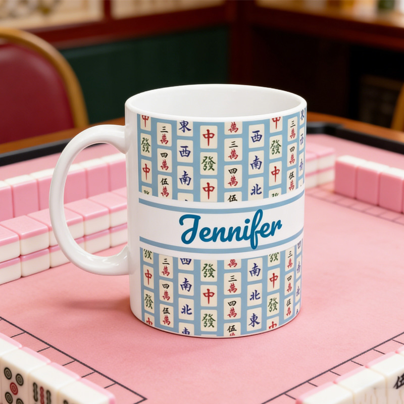 Personalized Matching Mahjong Mug Team Mahjongg Social Club Tile Pattern Coffee Cup Personalized Group Mah Jong Lover Hostess Gift Party Favor