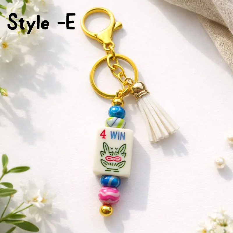 Mahjong Tile Keychain Gift for Player Mahjong Bag Charm Accessory Mahjong Lover Gifts