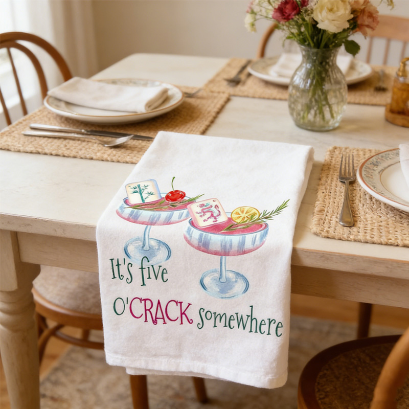 Mahjong It's Five O'Crack Somewhere Tea Towel Mahjong Lovers Gifts for Her
