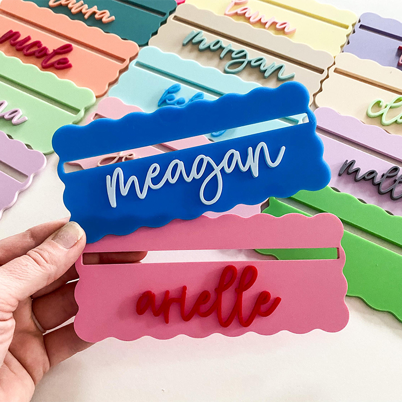 Personalized Acrylic Mahjong Line Reader Colorful Scalloped Line Reader Custom Name Game Accessory for Mahjong Lovers