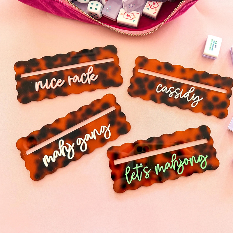 Personalized Tortoise Shell Mahjong Line Finder Scalloped Tortoise Shell Mahjong Line Reader Gifts for Mahjong Lovers