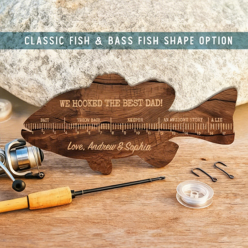 Personalized Fish Ruler for Fathers Day Gift from Kids Fishing Gift for Dad Funny Fish Ruler for Dad Gift for Grandpa Fishing Buddy Gift