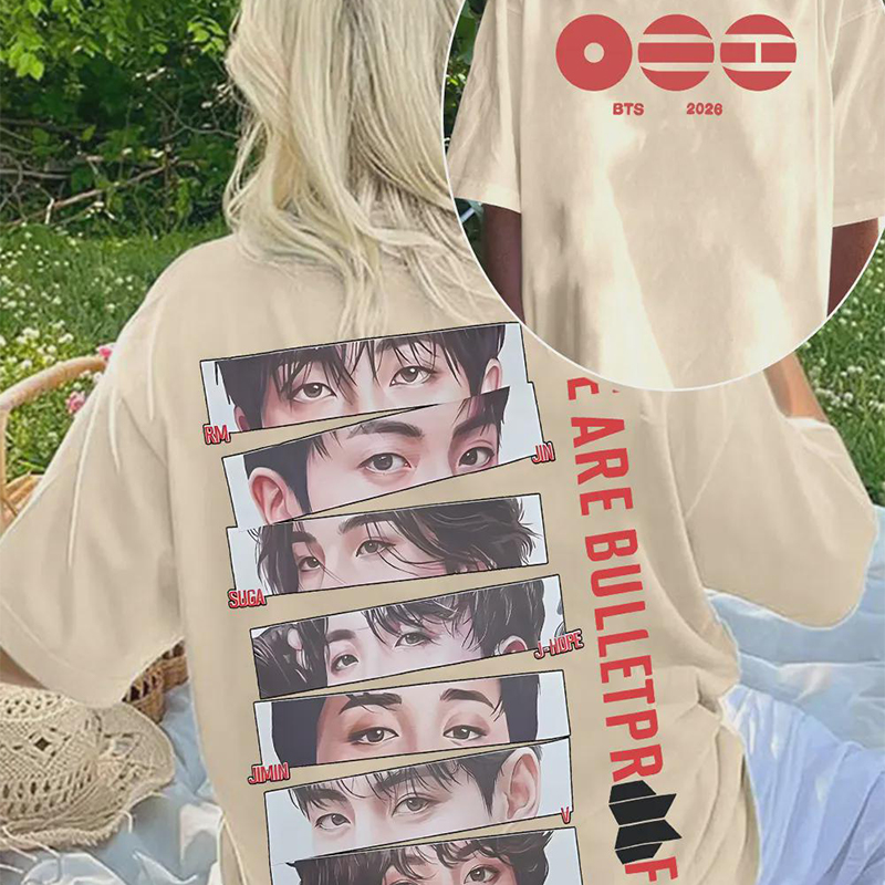 Personalized BTS We Are Bulletproof Tour 2026 T-Shirt Member Eyes Art K-Pop Tee for ARMY