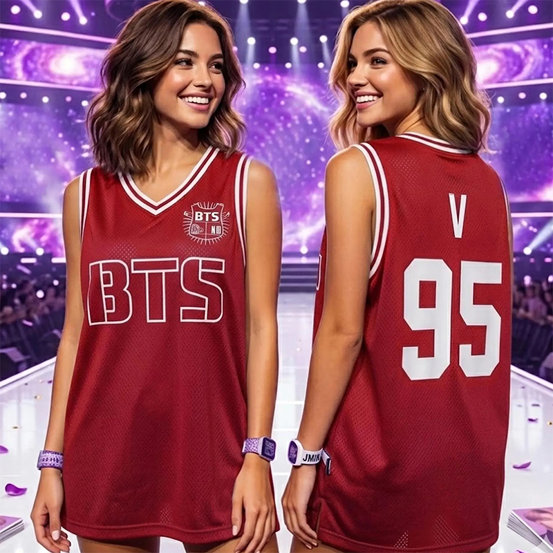 Personalized BTS Basketball Jersey K-Pop Basketball Tank Top World Tour 2026 Concert Jersey for ARMY