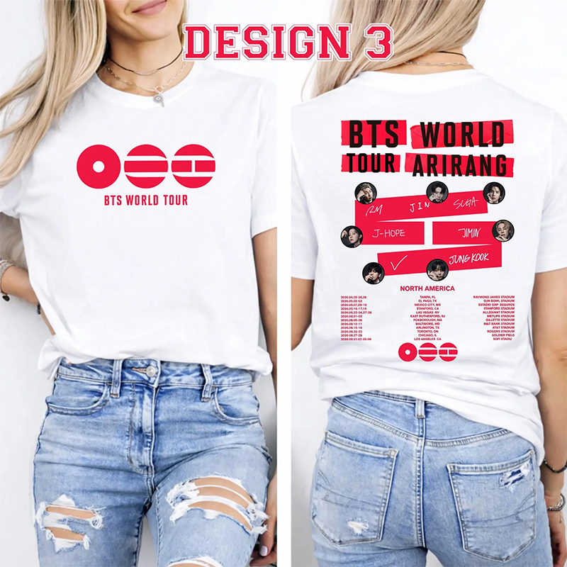 Personalized BTS World Tour Member T-Shirt K-Pop Tour Tee for Concerts Arirang Kpop Bangtan T-Shirt Fandom Gift Idea