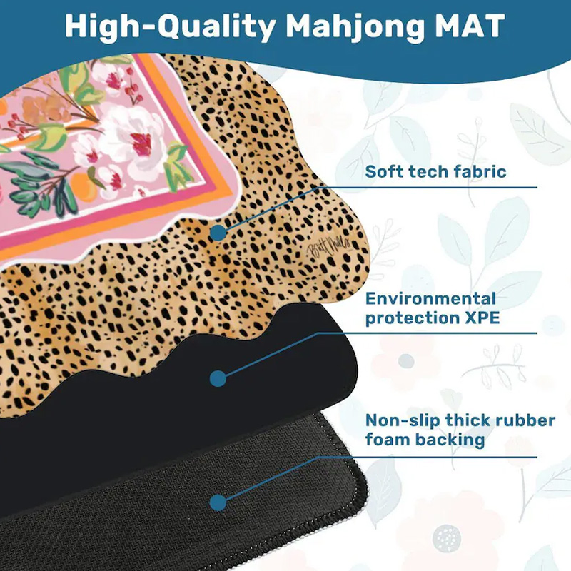 Leopard Print Scalloped Mahjong Mat Soft Surface Not Neoprene Original Art Tiger Mahjong Mat Mat Mahjong Lovers Gifts