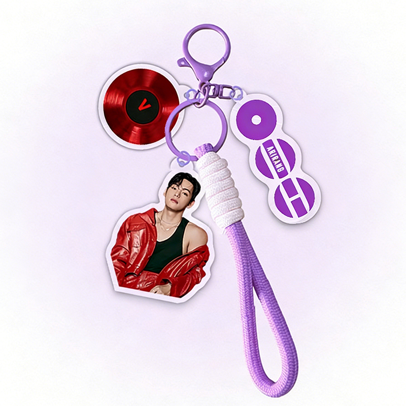 Personalized Kpop Member Photo Bag Charm with Album Disc Design  Keychain ARMY Gift