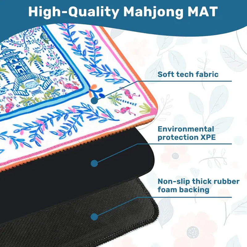 Chinoiserie Mahjong Game Mat Pagoda Mahjong Design Waterproof Non Slip Elegant Table Protector Gift Mahjong Mat Mahjong Lovers Gifts