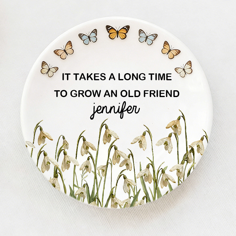 Personalized Bestie Ring Dish Birth Flower Ring Dish for Her Best Friend Gift