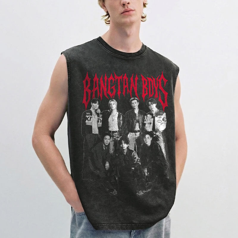 Personalized Bangtan Boys Vintage Wash Tank Top Kpop ARMY Concert Shirt