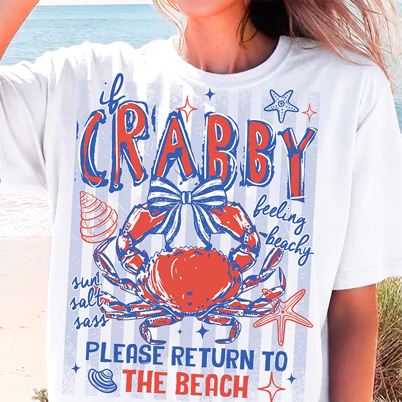Personalized If Crabby, Please Return to the Beach Summer T-Shirt for Sea and Sunshine Lovers