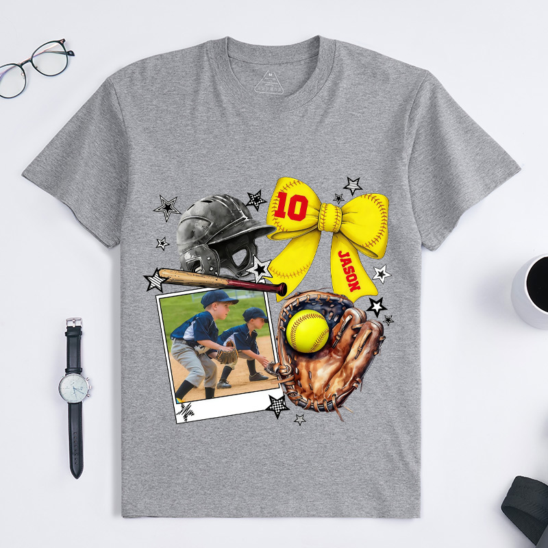 Personalized Baseball Photo T-Shirt Baseball Mom Shirt Custom Name Number and Photo Gift for Baseball Mom