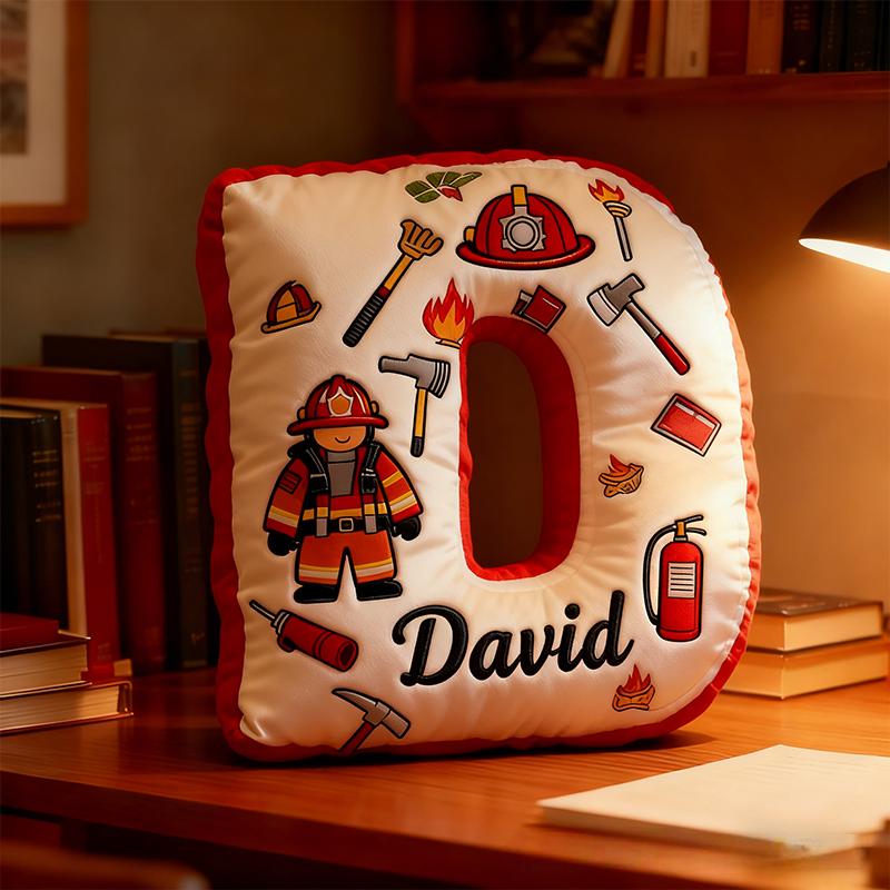Personalized Firefighter Themed Pillow Custom Name Letter Pillow Custom Name Graphic 3D Print Pillow 