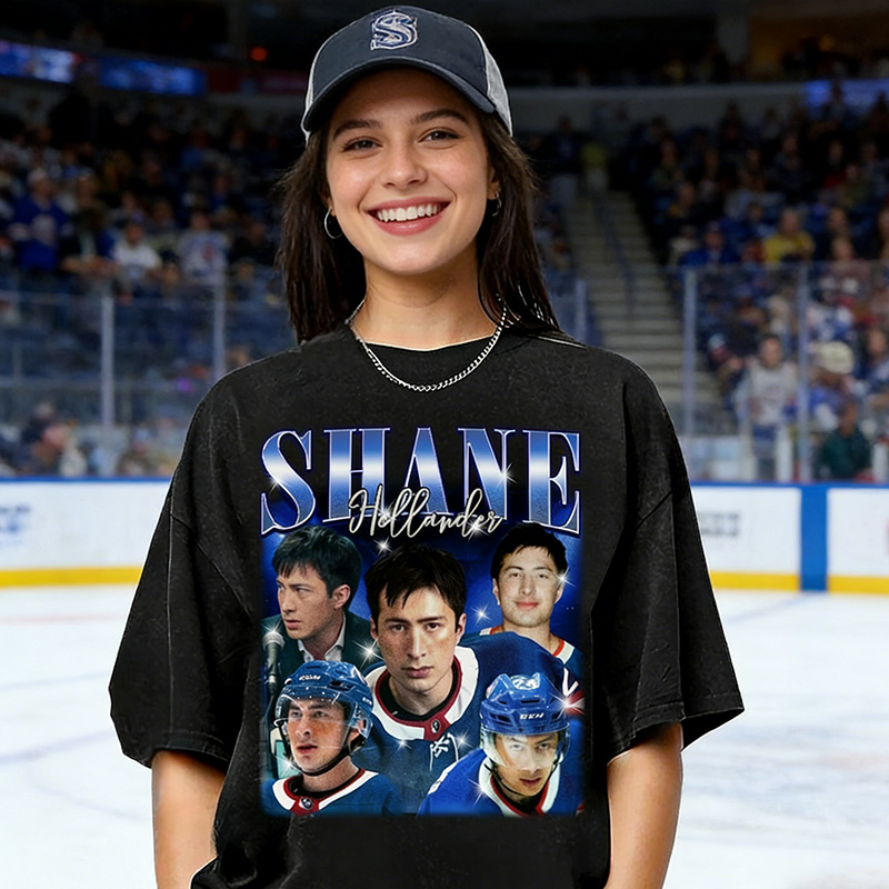 Personalized Ice Hockey Fans Washed T-Shirt with Custom Blue Lightning Image Gift for Fans