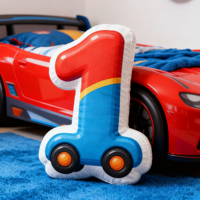 Personalized Cute Car Number Graphic 3D Print Pillow Christmas Gift for Kids Birthday Gift