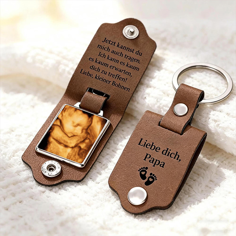 Personalized Ultrasound Leather Keychain Custom Ultrasound Keychain Bump Keyring Dad Birthday Gift from Bump Dad to Be Gift for Husband
