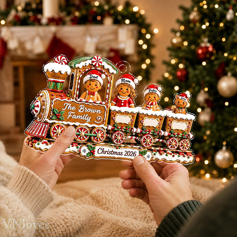 Personalized Gingerbread Family Christmas Ornament Custom Train Cookie Ornament 2026 Family Christmas Gift Holiday Keepsake Christmas Tree Decor
