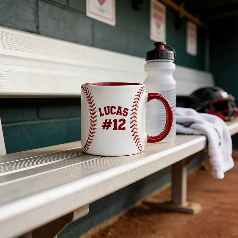 Personalized Baseball Mug with Custom Name and Number Design