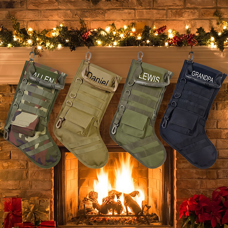 Personalized Tactical Christmas Stockings for Dad Grandpa Custom Camouflage Christmas Stockings Name Christmas Stockings Dog Stockings Gifts for Soldiers Veterans