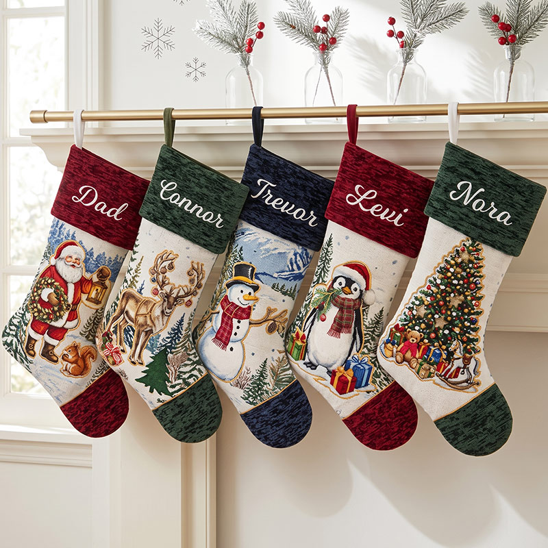 Personalized Christmas Stockings Luxury Vintage Stocking Monogrammed Family Stockings with Name for Holiday Decoration Family Gifts