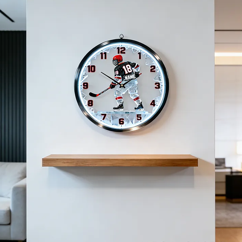 Personalized Ice Hockey Wall Clock with Custom Name and Number