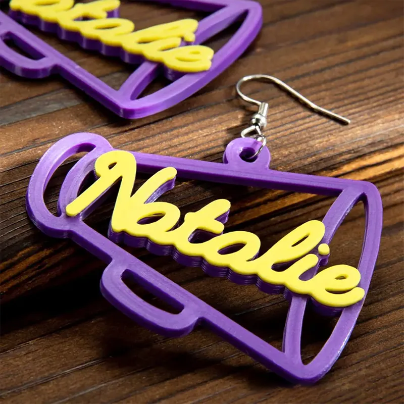 Personalized Megaphone Earrings with Custom Name for Cheer Enthusiasts