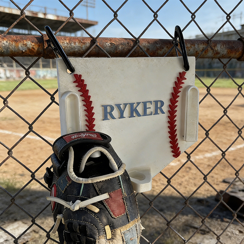 Personalized 3D-Printed Baseball Dugout Organizer for Helmets, Gloves, and Bats with Custom Name for Baseball Players