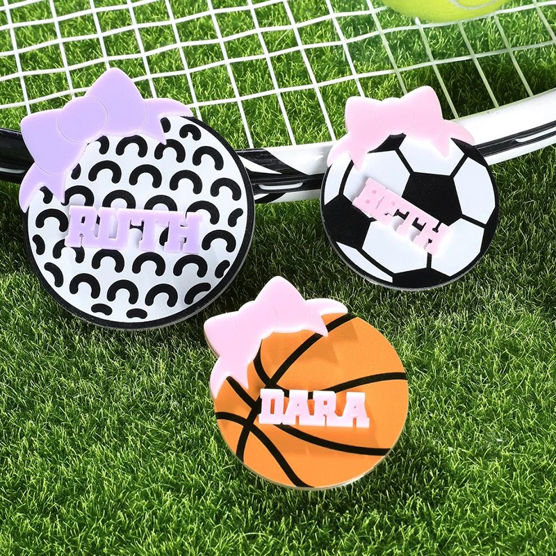 Personalized Sports Ball Bow Design Bag Charm with Name Accessories for Bag Birthday Gift for Sports Lovers