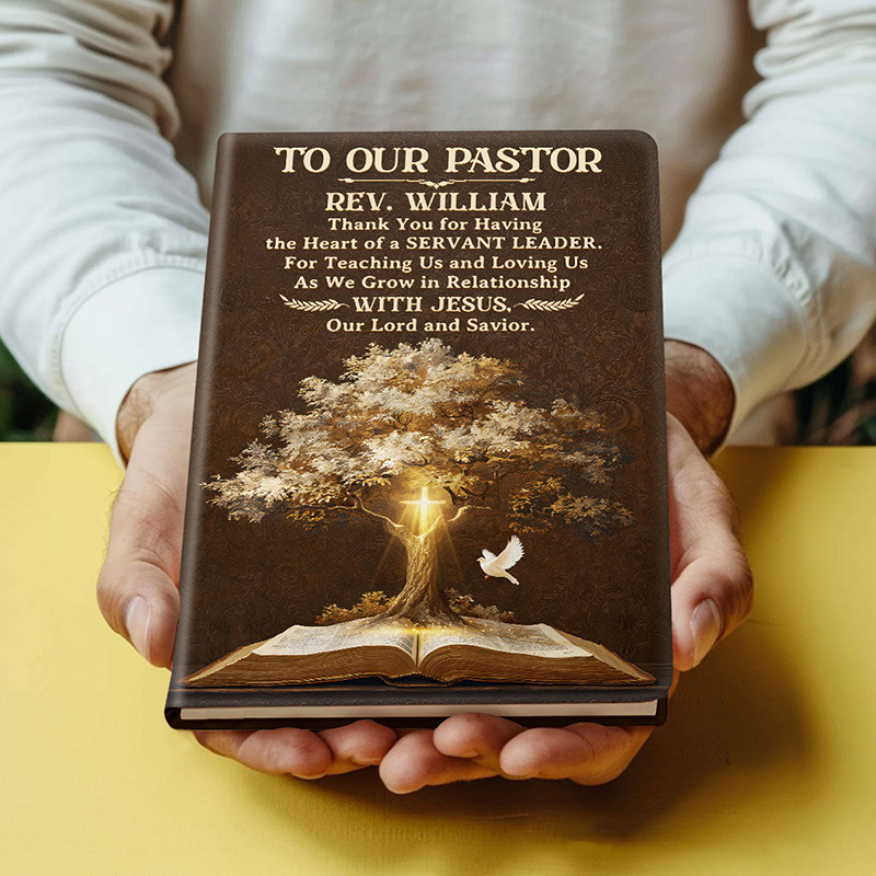 Personalized Blessed to Have You Tree of Life Bible Cardboard Notebook with Name to Our Pastor Appreciation Gift for Pastor Religious Christian Gift