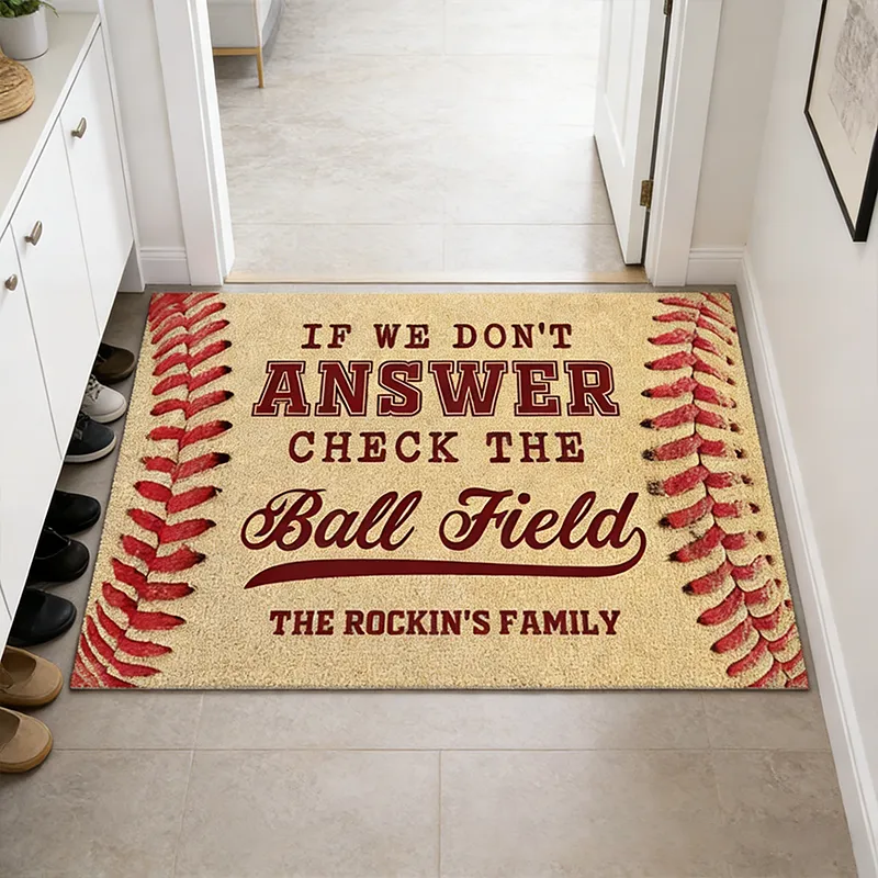 Personalized Baseball Doormat with Custom Family Name Perfect for Sports Fans