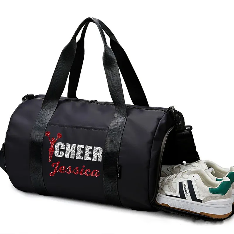 Personalized Glitter Cheering Squad Sports Gym Travel Large Capacity Duffel Bag with Adjustable Shoulder Strap Birthday Team Gift for Cheerleaders