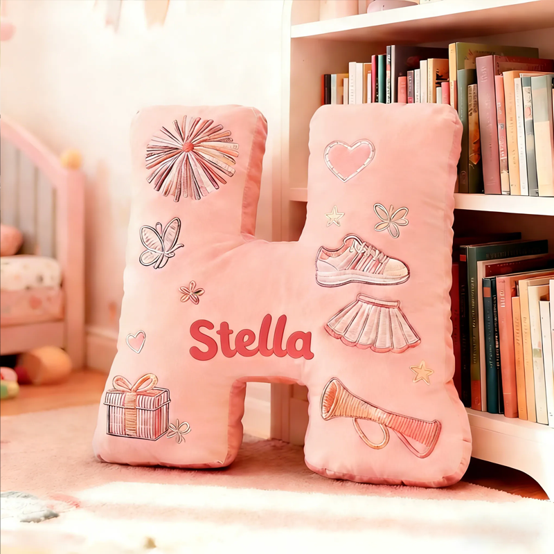 Personalized Cute Cheerleader Letter Pillow with Custom Name for Girls and Cheer Squad Members