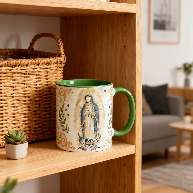 Personalized Our Lady of Guadalupe 11oz Ceramic Mug with Name Catholic Virgin Mary Coffee Cup Catholic Marian Mug Christian Gift for Women