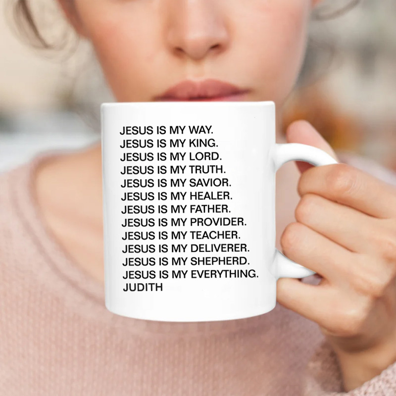 Personalized Jesus is My Way King Savior Shepherd 11oz 15oz Ceramic Mug with Name Many Roles of Jesus Coffee Mug Jesus Cup Religious Christian Gift