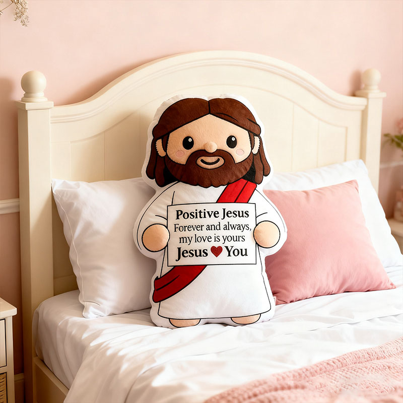 Personalized Cute Positive Jesus Pillow with Custom Love Message Graphic 3D Print Pillow Inspirational Christian Gift Jesus Love Gift Faith Based Gift