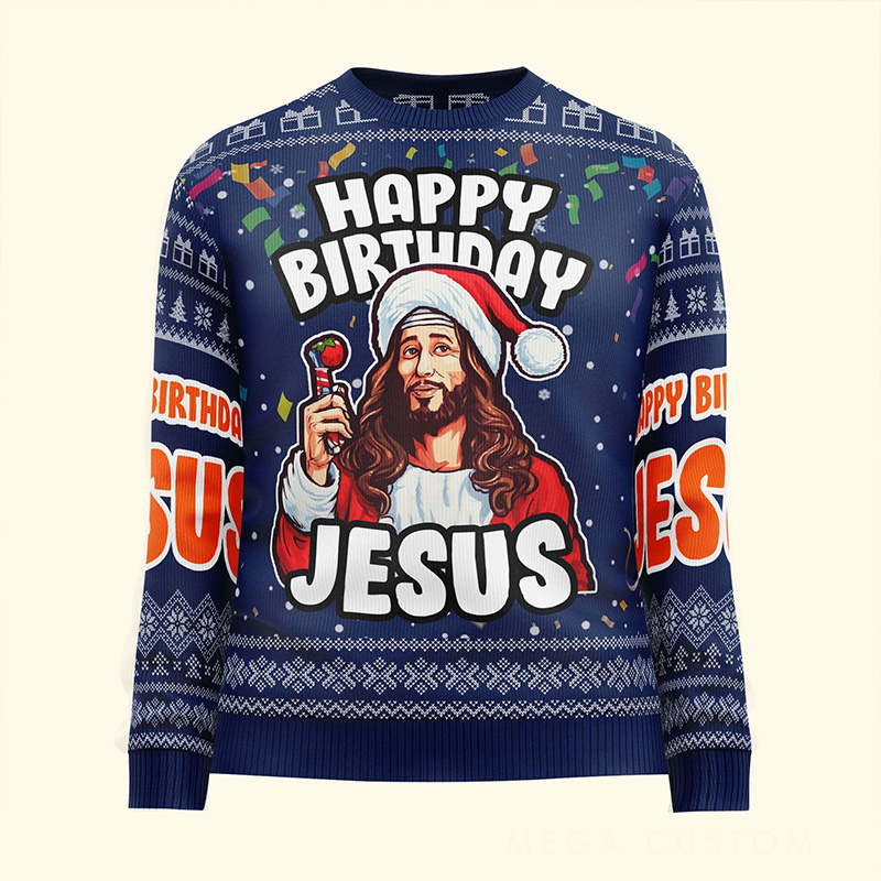 Personalized Go Jesus It's Your Birthday Christmas Ugly Sweater Religious Gift Christians Gift for Christmas Merry Christmas Gift Jesus Lovers Gift