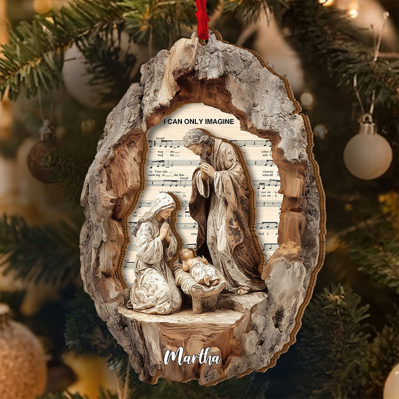 Personalized I Can Only Imagine Nativity Acrylic Ornament with Name Nativity Scene within Tree Hollow Ornament Baby Jesus Virgin Mary Joseph Xmas Gift