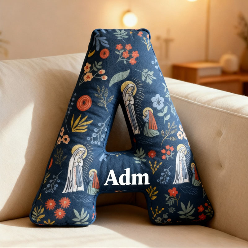 Personalized Our Lady of Guadalupe Letter Pillow with Custom Name Religious Home Decor Catholic Gift for Women Lourdes Graphic 3D Print Pillow