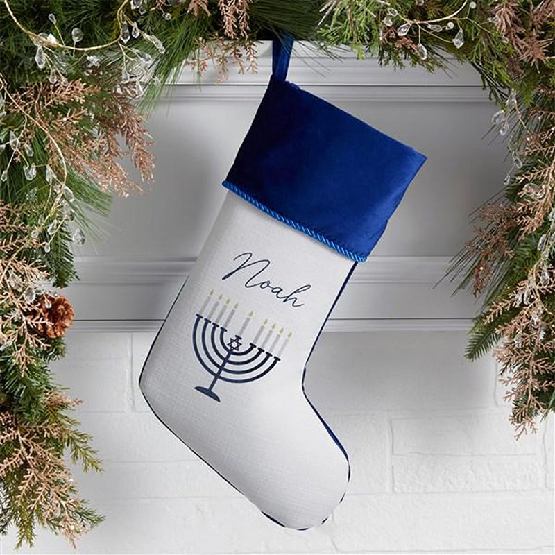 Personalized Love and Light Hanging Christmas Stocking with Initial Home Decor Holiday Stockings Gift for Christian Kids Family Jewish Gifts