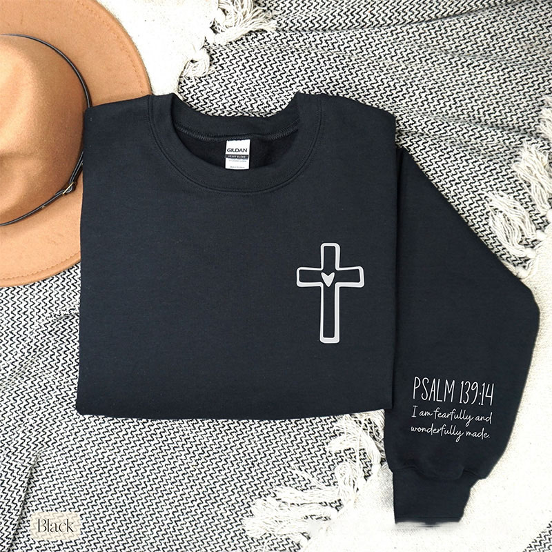 Personalized Bible Verse Sleeve Print Christian Classic Sweatshirts Christian Couple Sweatshirts Faith Based Gift Religious Christian Gift for Her