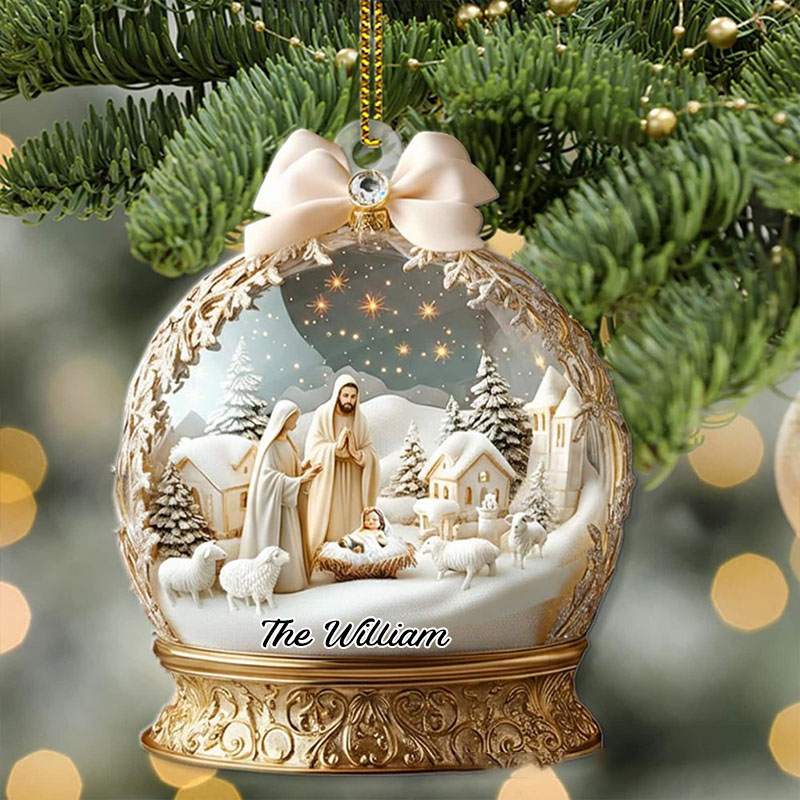 Personalized Nativity Jesus Acrylic Ornament with Name Christian Holiday Gift Decor Nativity Scene Christmas Ornament Religious Gift God Xmas Keepsake
