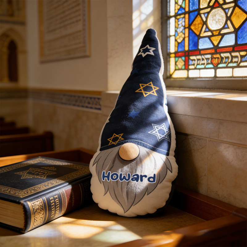 Personalized Cute Hanukkah Gnome Pillow with Custom Name Religious Home Decor Star of David Pillow Happy Hanukkah Gift for Jewish Family