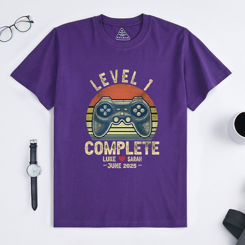 Personalized 1st Wedding Anniversary Gift for Husband Wife Gamer Husband Gift Retro Video Game Shirt Geeky Couple Gift